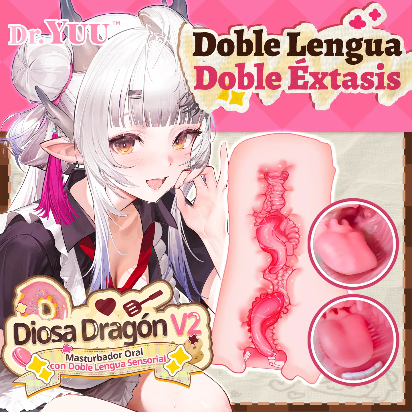 Dr.YUU Diosa Dragón V2: Masturbador Oral con Doble Lengua Sensorial