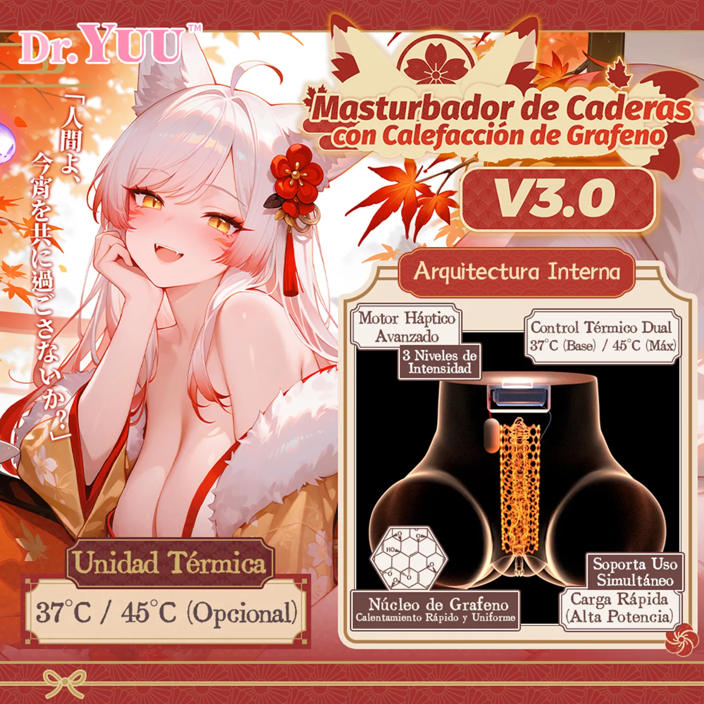 Dr.YUU Masturbador de Caderas con Calefacción de Grafeno V3.0